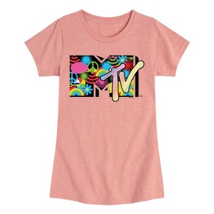 Girls' - MTV - Icon Collage Logo Fitted Short Sleeve Graphic T-Shirt - 1 of 4