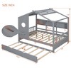Twin/Full Size Wood House Platform Bed with Trundle and Storage Shelf for Kids, 4Q -ModernLuxe - 3 of 4