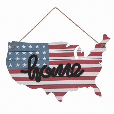 Transpac Wood 21" Multi 4th of July Patriotic HOME Wall Sign