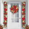 6FT Pre-Lit Christmas Garland with 20 LED Lights,Xmas Garland with Red, Gold & Silver Ball Ornaments, Flowers, Ribbons, for Home decor - 3 of 4