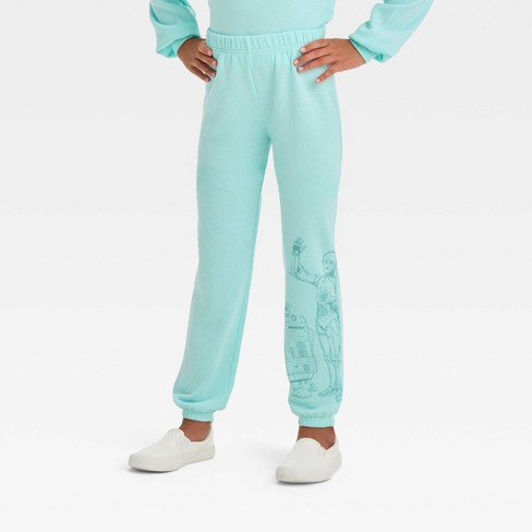 Buy Aqua Blue Track Pants for Girls by Disney Online