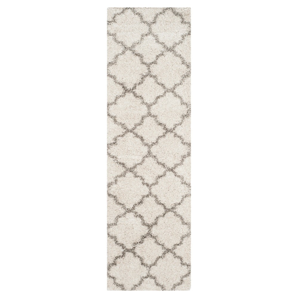 2'3inx8' Runner Hudson Shag Rug Ivory/Gray - Safavieh