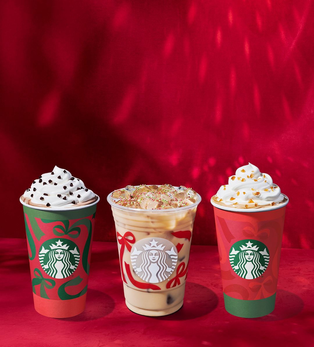 image of three seasonal Starbucks drinks