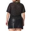 Agnes Orinda Women's Plus Size Short Sleeve Mesh Sheer Silver Star Club Trendy Crop Blouses - 4 of 4