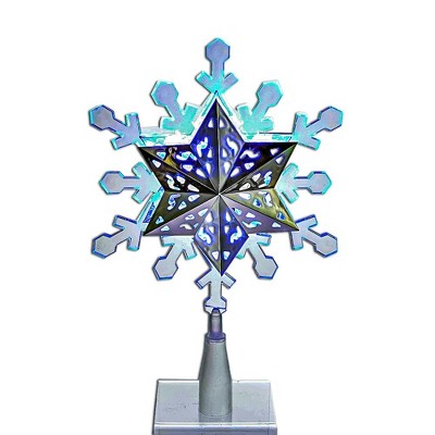 Kurt Adler 9" Blue and White LED Rotating Snowflake Treetop