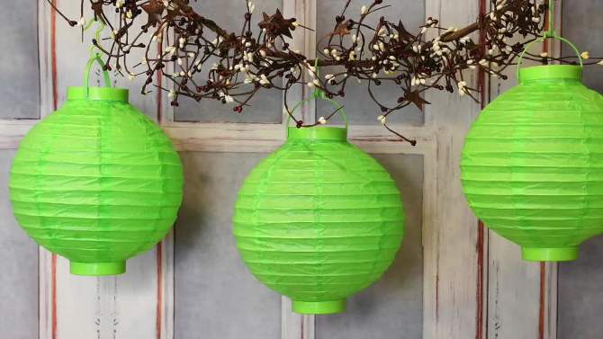 3ct Green Battery Operated Paper Lantern, 2 of 4, play video