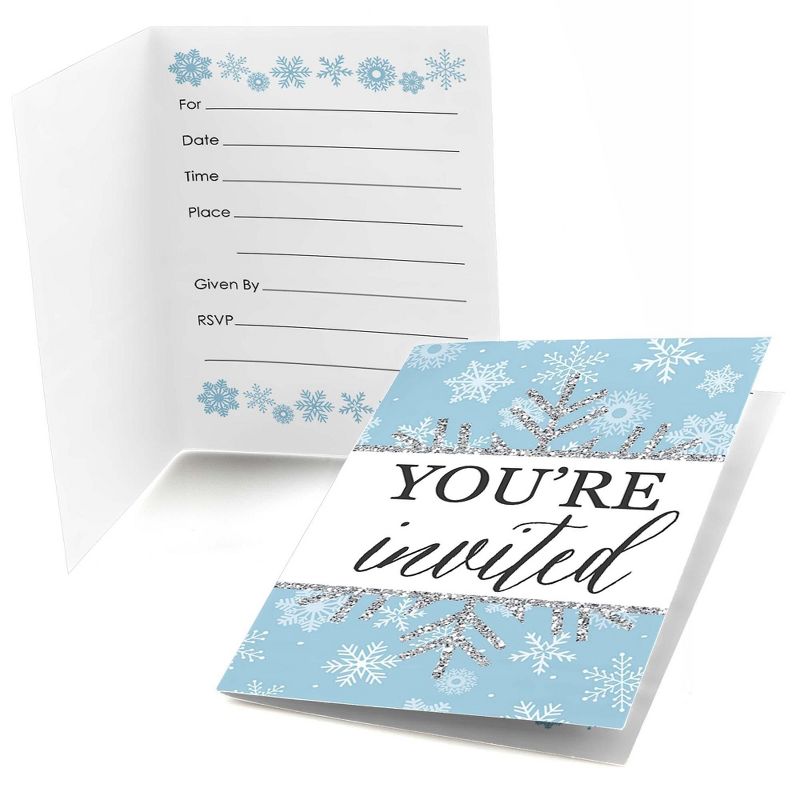 Big Dot of Happiness Winter Wonderland - Fill-in Snowflake Holiday Party and Winter Wedding Invitations (8 count), 1 of 7