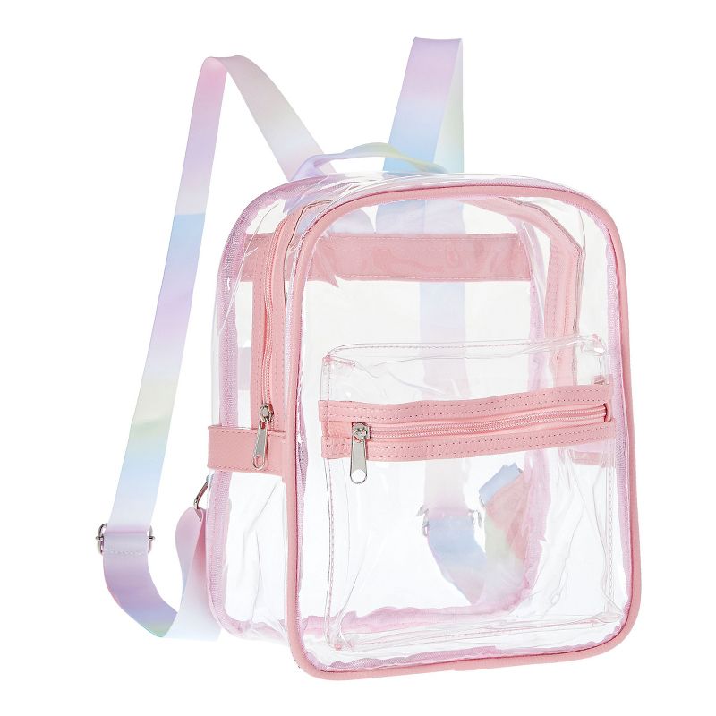 Clear Mini Backpack with Front Pocket and Tie Dye Straps, Transparent Backpack for Concerts, Sporting Events (9 x 5 x 11 In), 1 of 5