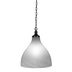 Toltec Lighting Juno 1 - Light Pendant in  Matte Black with 16" White Marble Shade - 1 of 1