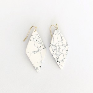 Sanctuary Project Semi Precious White Howlite Diamond Drop Statement Earrings Gold - 1 of 4