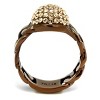 Slickblue Women's Coffee Light Stainless Steel Ring with Light Peach Synthetic Crystal, Size 5-10 - 3 of 4