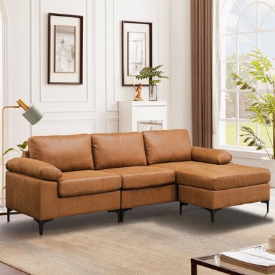XIZZI Convertible Sectional Couch, 3 Seat L Shaped Sofa with Reversible Chaise Mid-century Modular Couch for Living Room, Apartment and Office