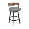 HomeRoots 30" Gray Brown and Black Faux Leather and Iron Low Back Bar Height Swivel Bar Chair - 4 of 4