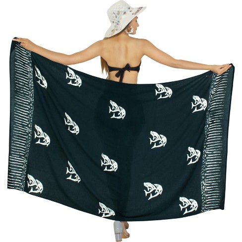 La Leela Women s Summer Beach Wrap Bikini Wraps Sarong Cover Up Skirt Swimsuit Cover Ups For Swimwear Women One Size Black Fish Target