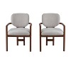 Dining Chairs Set of 2 Upholstered Arm Chairs, Rubber Wood Accent Chairs Beige Fabric Seating, 300 LBS Weight Capacity - 4 of 4