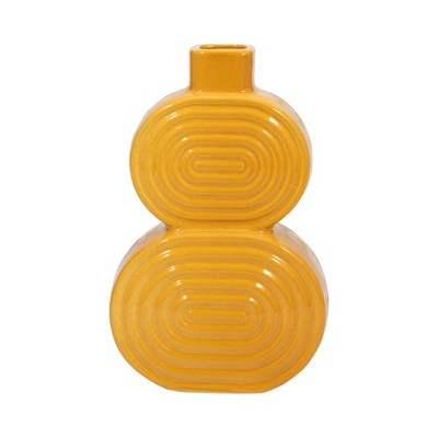 Sagebrook Home Stacked Circle Ceramic Vase - Contemporary Creative Abstract Vase for Home or Office Decorative