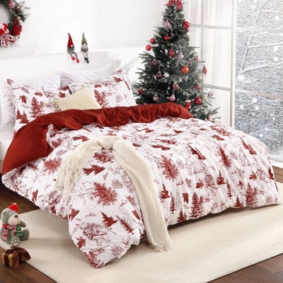 Christmas Duvet Cover Set Twin XL, 2-Piece Soft Reindeer Pattern Bedding Set with 20"x26" Pillow Sham, Holiday Comforter Cover for Dorm or Kids Room