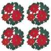 Saro Lifestyle Winter Bloom Placemat (Set of 4), 15", Red/Green - 3 of 4