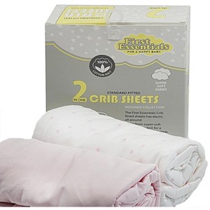 First Essentials 100% Cotton 28"x 52" Standard Fitted Crib Sheet Breathable and Super Soft - 2 Pack - 1 of 3