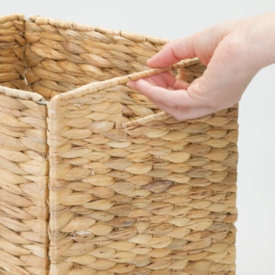 Natural Wicker Cube Storage Bins with Handles, Set of 4