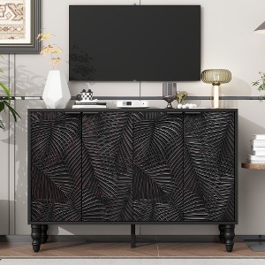 LIVAREEmlen 47.2'' Modern TV Stand with 2 Spacious Storage Space, Solid Wood Legs and Anti-tip Device For Living room, Up to 43'' - 1 of 4
