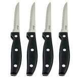 Oster Granger 4.5 in. Stainless Steel Blade Steak Knife Set in Black (4 Pack)