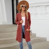 Womens Long Cardigan Lightweight Sweater Open Front Long Sleeve Outfits with Pockets Brick Red,XL - 3 of 4
