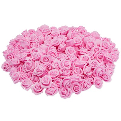 Bright Creations 200 Pack Dark Pink Artificial Roses, Faux Flower Heads for Arts and Crafts, 2"