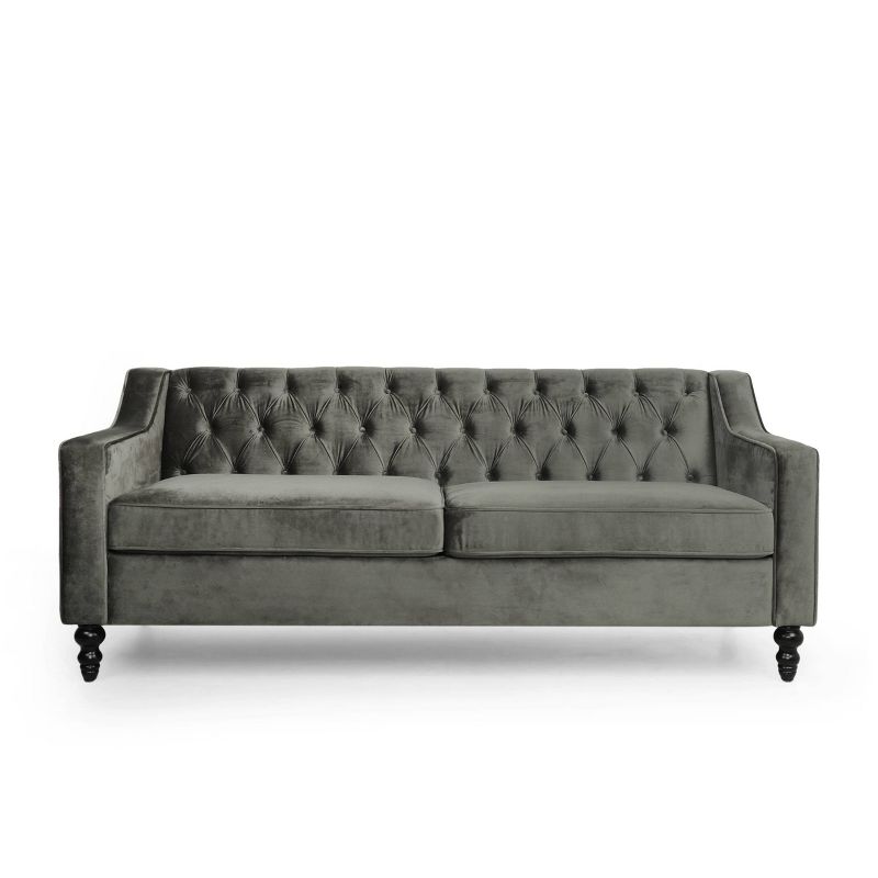 Knouff Modern Glam Tufted Velvet 3 Seater Sofa - Christopher Knight Home, 1 of 12