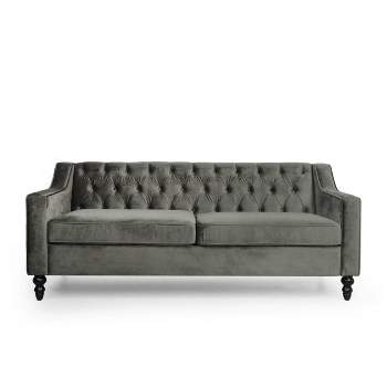 Knouff Modern Glam Tufted Velvet 3 Seater Sofa - Christopher Knight Home