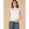 INSPIRE CHIC Women's Sleeveless See-Through Ruffle Scalloped Trim Semi-Sheer Floral Lace Top - 3 of 4