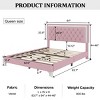 1pc Bed Frame Upholstered Velvet Platform with LED Headboard, No Box Spring Needed, Modern Design for Bedroom - Baofuwish - 4 of 4