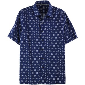Tasso Elba Mens Medallion Button Up Shirt, Blue, Small - 1 of 1