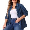 Agnes Orinda Women's Plus Size Denim Classic Button-Up Solid Color Jean Jackets - image 2 of 4