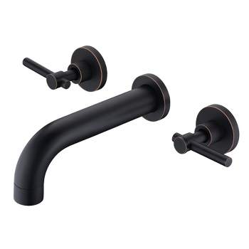 Sumerain Oil Rubbed Bronze Bathtub Faucet Wall Mount 3 Hole Tub Filler, 2 Handle with Rough-in Valve