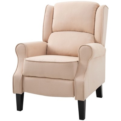 Cream White Upholstered Metal Frame Recliner Accent Chair