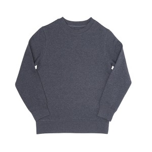 EVERYDAY KIDS Boys’ Fleece Charcoal Gray Crewneck Sweatshirt; Boy’s Long Sleeve Pullover Shirt - Soft and Breathable Cotton/Poly Blend - 1 of 4