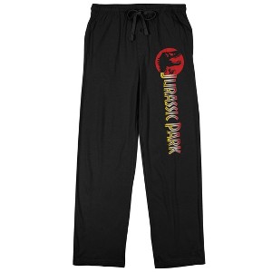 Jurassic Park Logo Men's Black Sleep Pajama Pants - 1 of 2