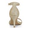 Allegra K Women's Glitter Open Toe Ankle Buckle Strap Stiletto Heel Sandals - 3 of 4