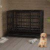 42.5 Inch Heavy-Duty Steel Dog Crate, Escape-Proof Kennel 108×72.4×85 cm, Double Doors, 360° Lockable Wheels, Removable Tray for Medium/Large Dogs - 4 of 4