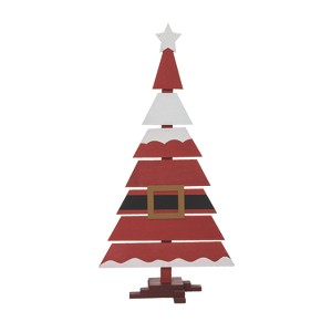 Transpac Wood 30 in. Multicolor Christmas Santa Uniform Outdoor Tree Decor - 1 of 4