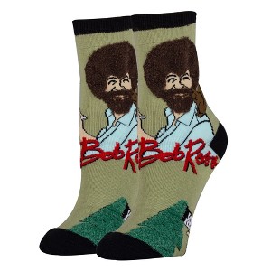 Oooh Yeah Womens Bob Ross Crew Socks (Painting Bob Ross) - 1 of 4