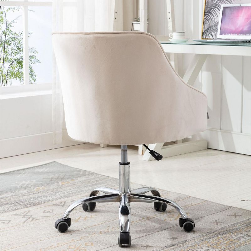Swivel Shell Chair for Living Room/ Modern Leisure office Chair Comfy Home Office Chair with Wheels Cute Chair Adjustable Swivel Chair-The Pop Home, 3 of 10