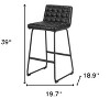 HomeRoots Set of Two 30" Black Faux Leather And Steel Bar Height Bar Chairs - 3 of 4