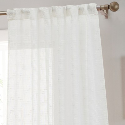 HLC.ME Emily Faux Linen Semi Sheer Light Filtering Back Tab Pocket Lightweight Window Curtains Drapery, 2 Panels