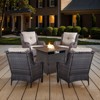 POCASSY 5-Piece Patio Furniture Set with Fire Pit Table, Outdoor Seating Set with 50000 BTU Fire Pit, All-Weather Wicker Patio Bent Armchair - 2 of 4