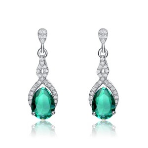 Guili Sterling Silver Teardrop Earrings with Colored Cubic Zirconia – A Mesmerizing Blend of Elegance, Radiance, and Timeless Beauty - 1 of 4