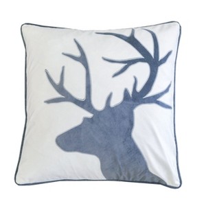 Gulches Reindeer Velvet Accent Pillow,20x20 White and Gray with Insert, Holiday Fireplace Decor with Pinecone Trim - 1 of 4