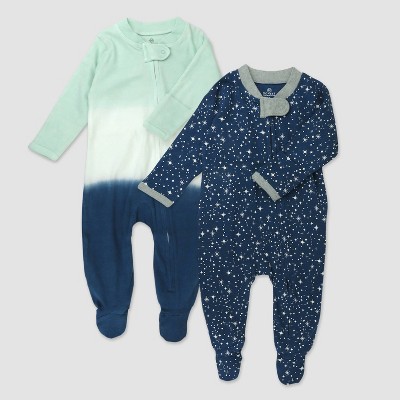 Image of Honest Baby 2pk Organic Cotton Twinkle Star Sleep N' Play - Navy Blue Newborn