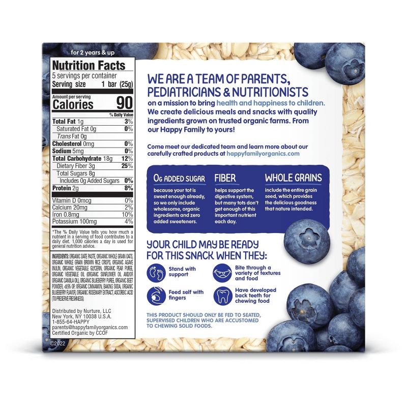 HappyTot Super Foods Oat Bar Blueberry &#38; Oatmeal - 5ct/4.4oz, 4 of 7